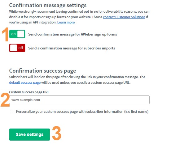 Aweber Confirmation Success Page Tutorial